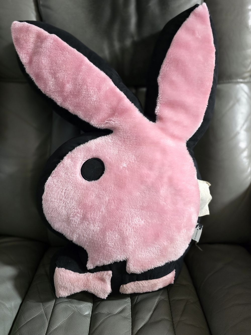 **RARE** Y2K PLAYBOY Bunny Head, Pink and Black Plush Accent Pillow
